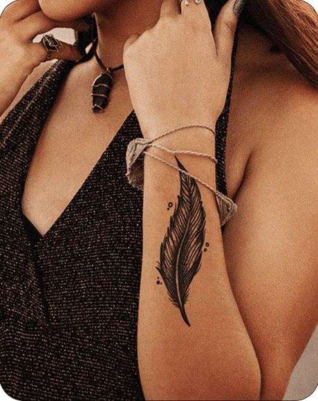 A Feather Tattoos on hand