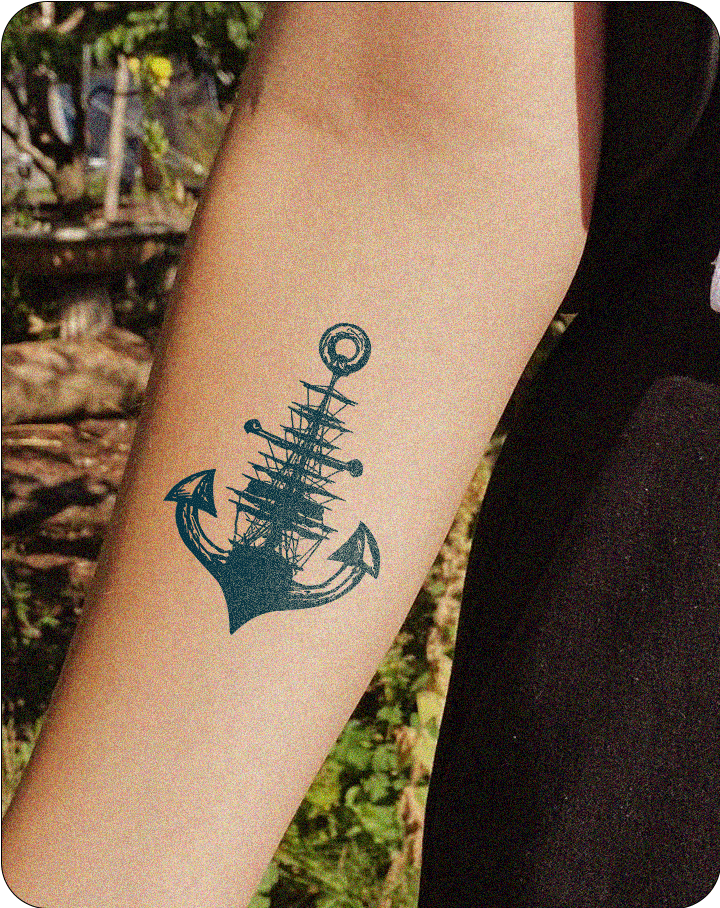 Ship Anchor semi permanent tatto - INKHUB