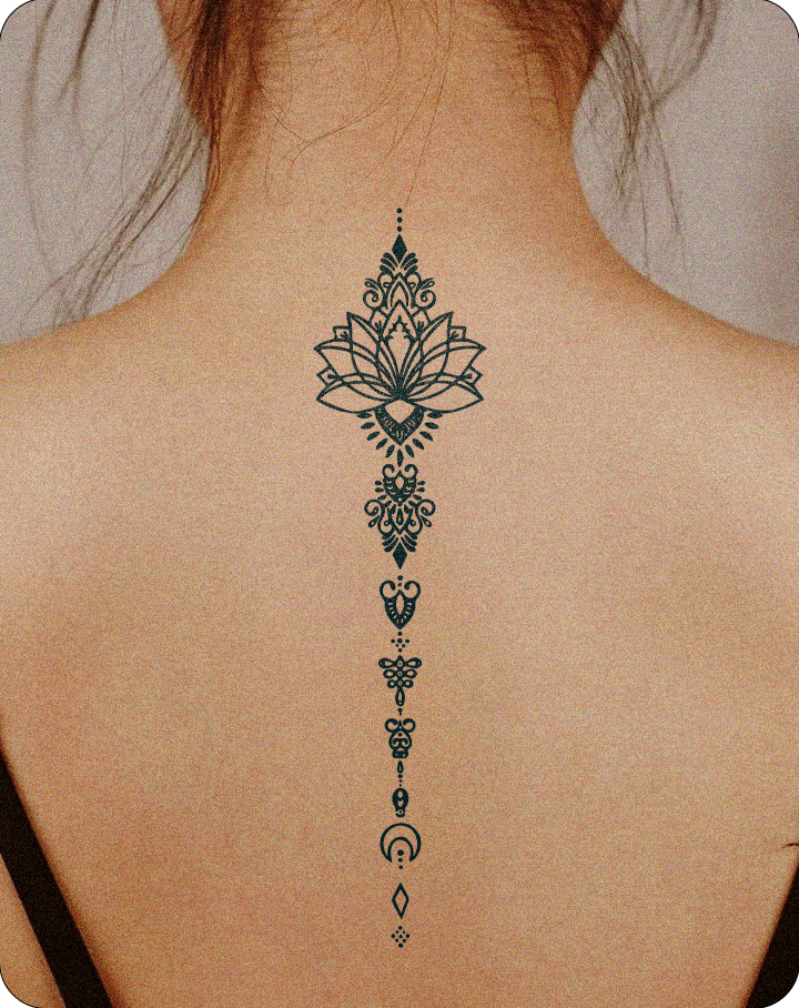 Spine-Mandala semi permanent tattoo - INKHUB