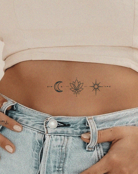 lotus tattoo put on stomach