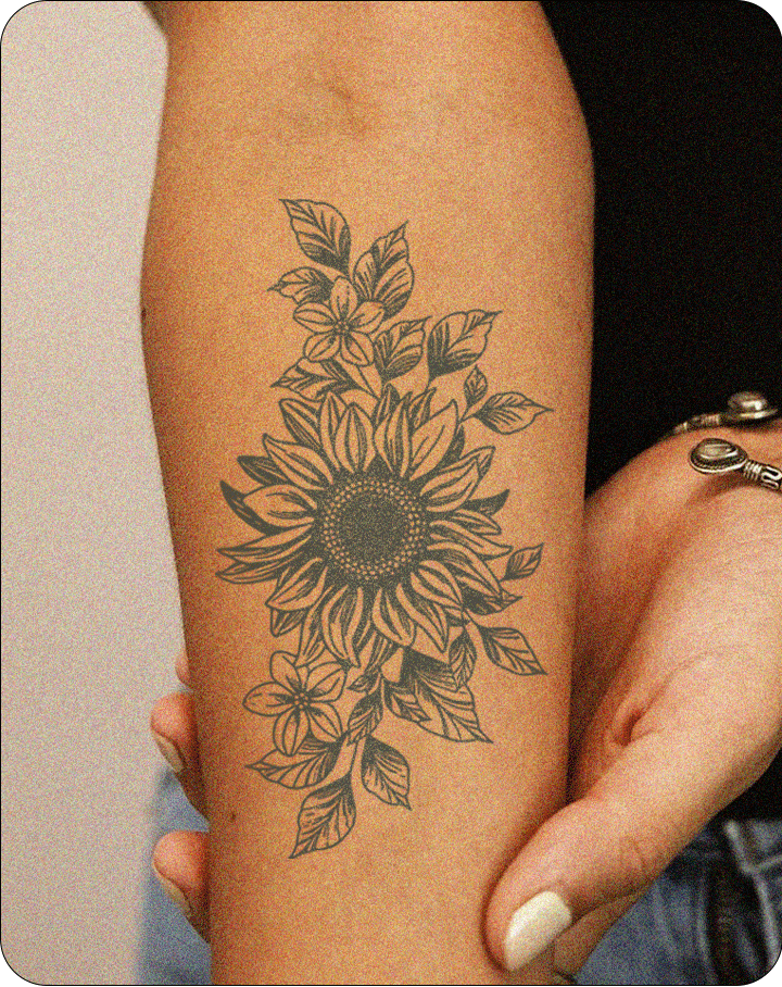 sunflower tattoos put on arm